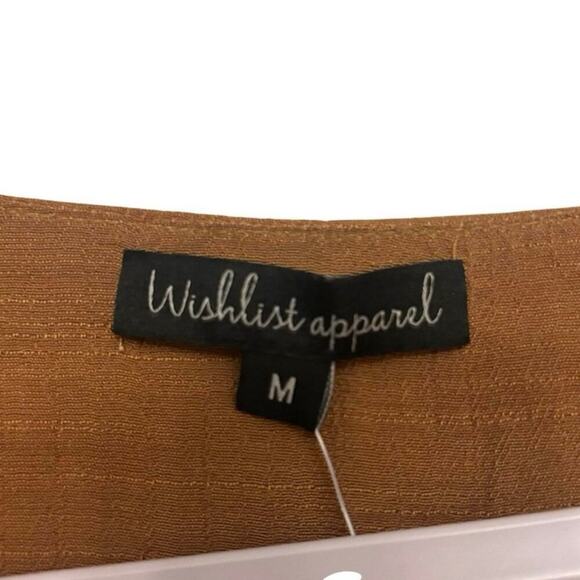 Wishlist Brown Rayon Midi Dress M Sleeveless V-Neck Smocked Waist Boho Hem - Picture 6 of 8